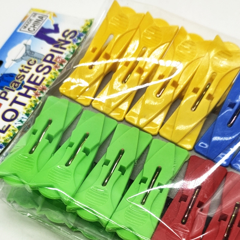 Sunshine Department Store Bag Color Plastic Clip Household Clothespin Windproof 4 Color Mixed 16 PCs Solid Color Clip