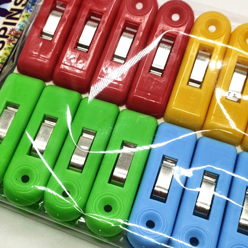 Sunshine Department Store Bag Color Plastic Clip Household Clothespin Windproof 4 Color Mixed 16 PCs Solid Color Clip