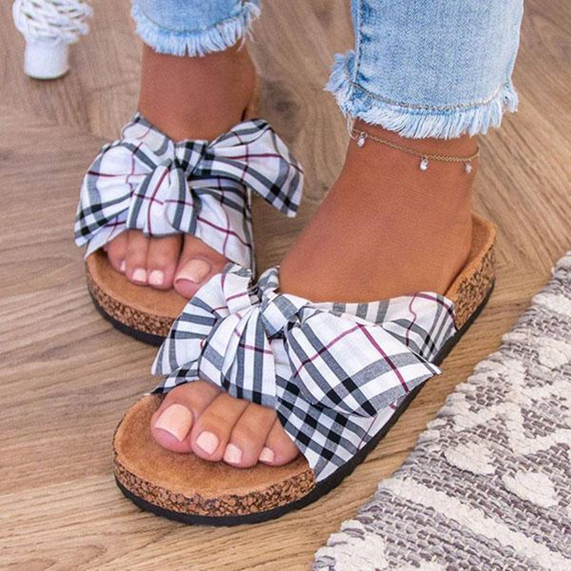 Foreign Trade Women&#039;s Shoes 35-43 plus Size Sandals Wholesale Summer Women&#039;s Slippers Bow Flat Leopard Print African Sandals