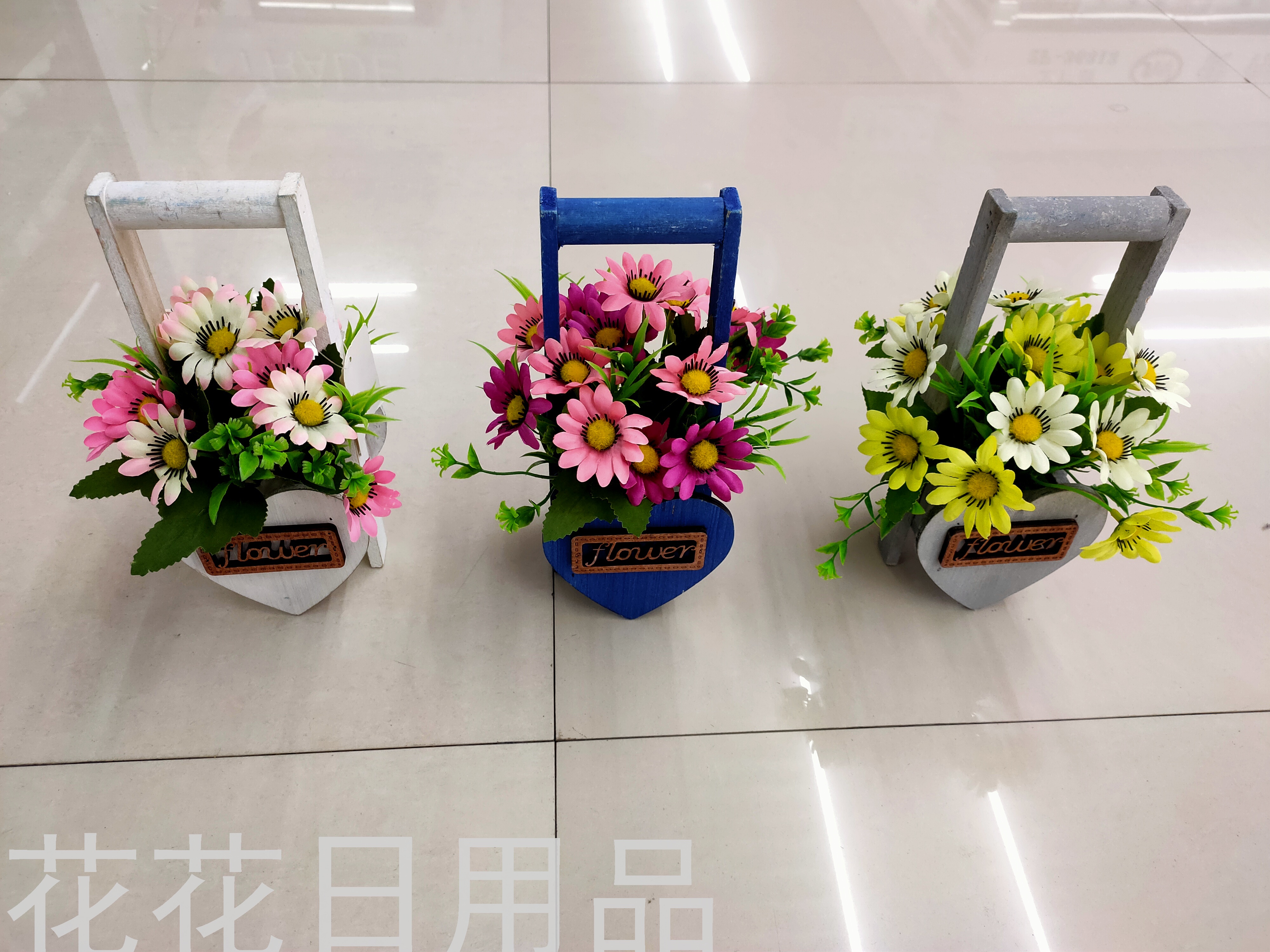 New Wooden Frame African Chrysanthemum Artificial Flower Wall Panel Pendant Fake Flower Decoration Bonsai Plastic