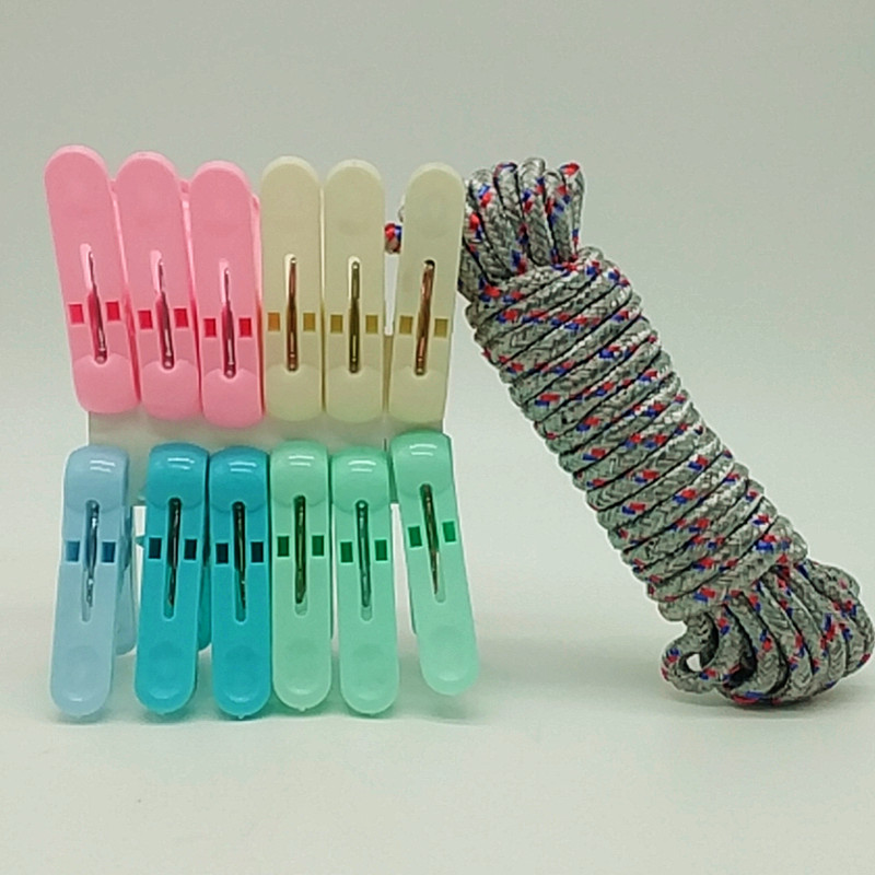 Sunshine Department Store Bag 5 M Rope 12Pc Color Clothes Pin Plastic Clip Three Colors Woven Non-Slip Clothesline Sunshine Department Store Bag 5 M Rope 12Pc Color Clothes Pin Plastic Clip Three Colors Woven Non-Slip Clothesline
