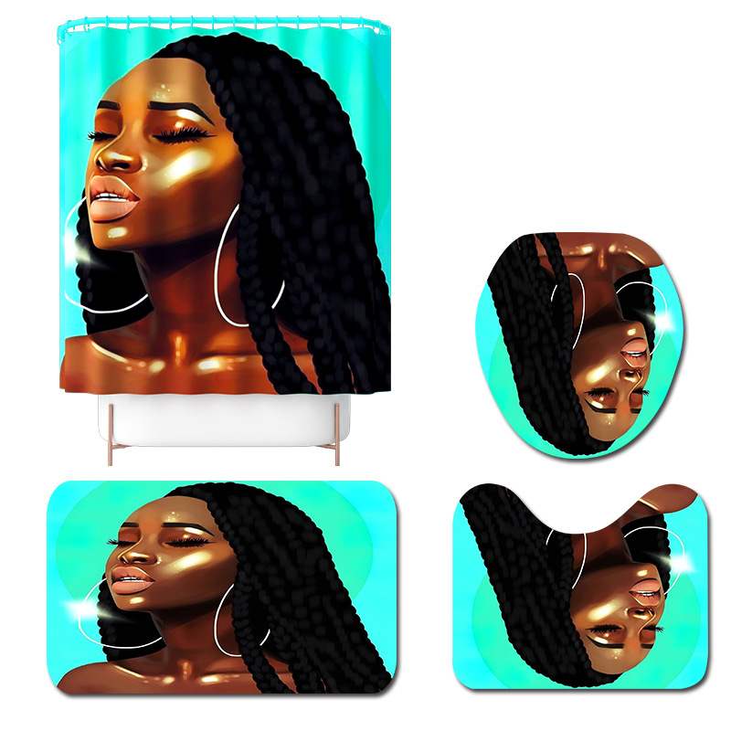 Foreign Trade New African Women&#039;s Carpet Four-Piece Toilet Toilet Seat Cover Floor Mat Bathroom Non-Slip Mat Set AliExpress