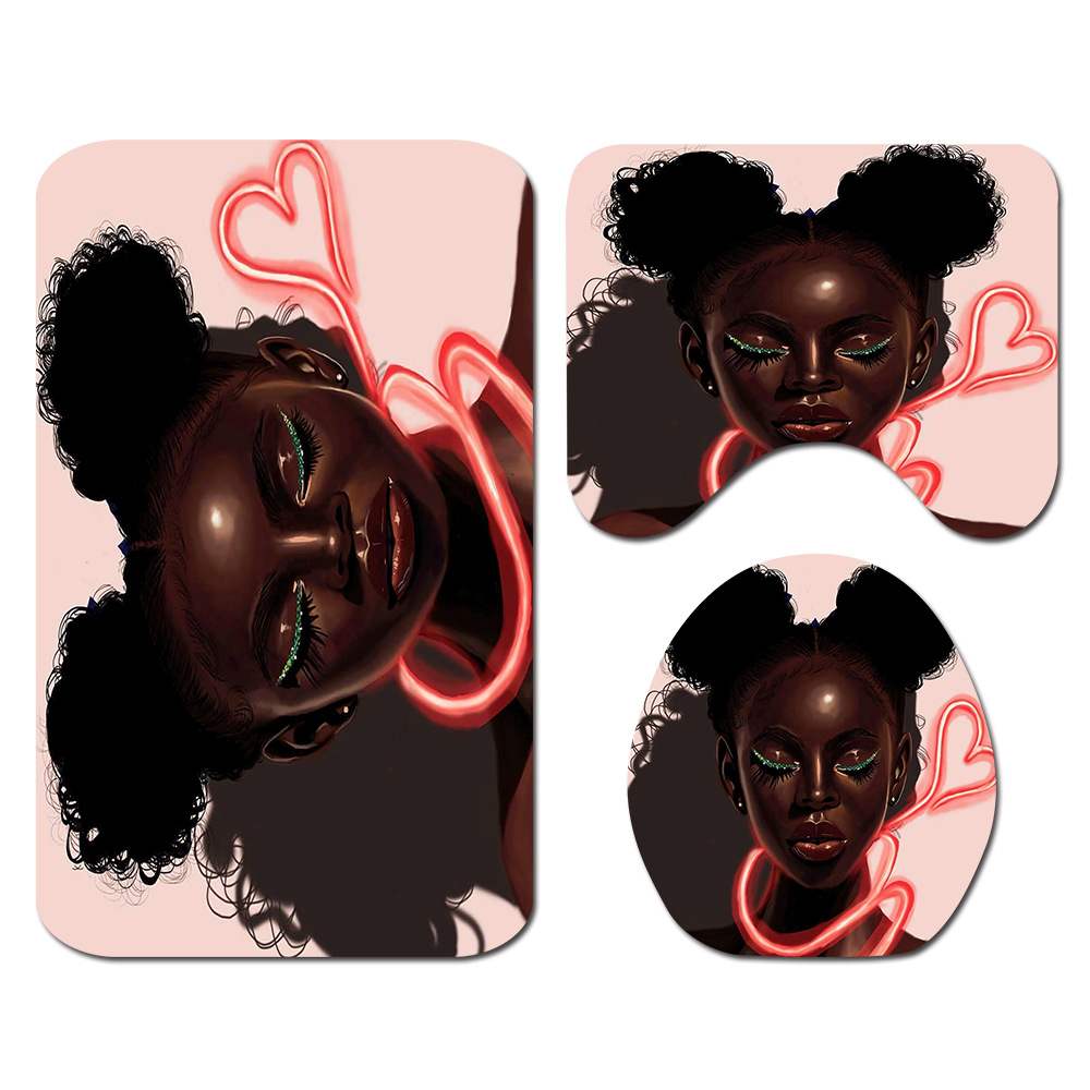 Foreign Trade New African Women&#039;s Carpet Four-Piece Toilet Toilet Seat Cover Floor Mat Bathroom Non-Slip Mat Set AliExpress