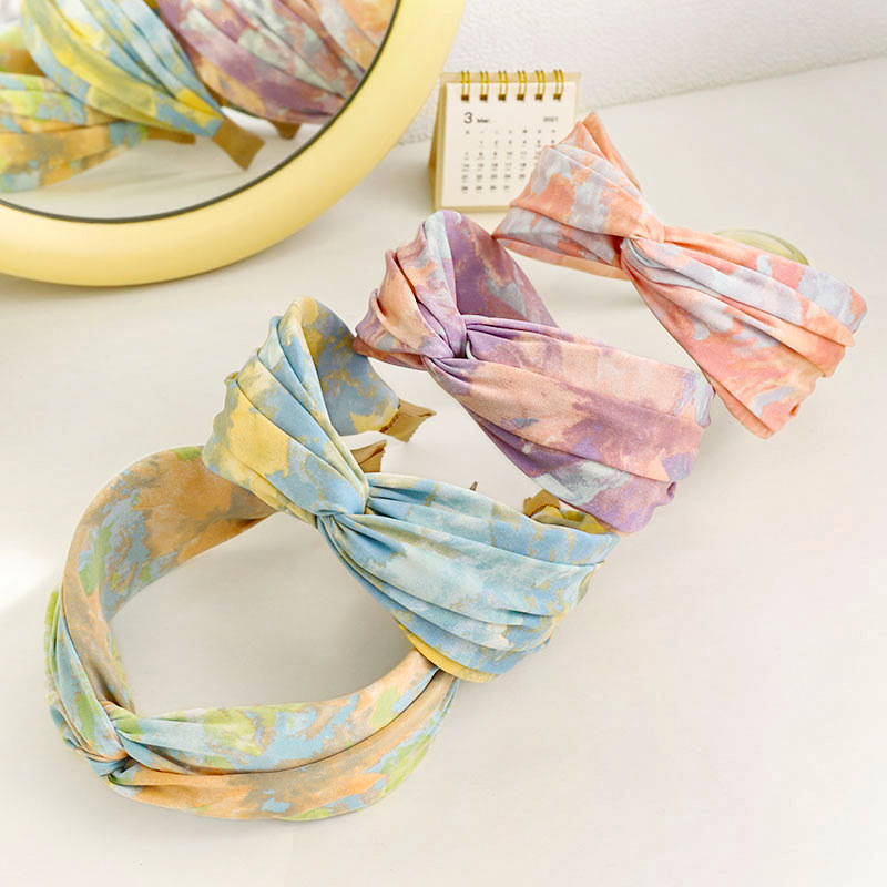 2021 Japanese and Korean New Knotted Hair Hoop Fashion Tie-Dye Cloth Headband Hairpin Female Online Influencer Face Washing Hair Tie F440 2021 Japanese and Korean New Knotted Hair Hoop Fashion Tie-Dye Cloth Headband Hairpin Female Online Influencer Face Washing Hair Tie F440