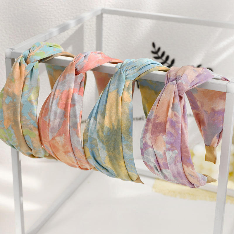 2021 Japanese and Korean New Knotted Hair Hoop Fashion Tie-Dye Cloth Headband Hairpin Female Online Influencer Face Washing Hair Tie F440 2021 Japanese and Korean New Knotted Hair Hoop Fashion Tie-Dye Cloth Headband Hairpin Female Online Influencer Face Washing Hair Tie F440