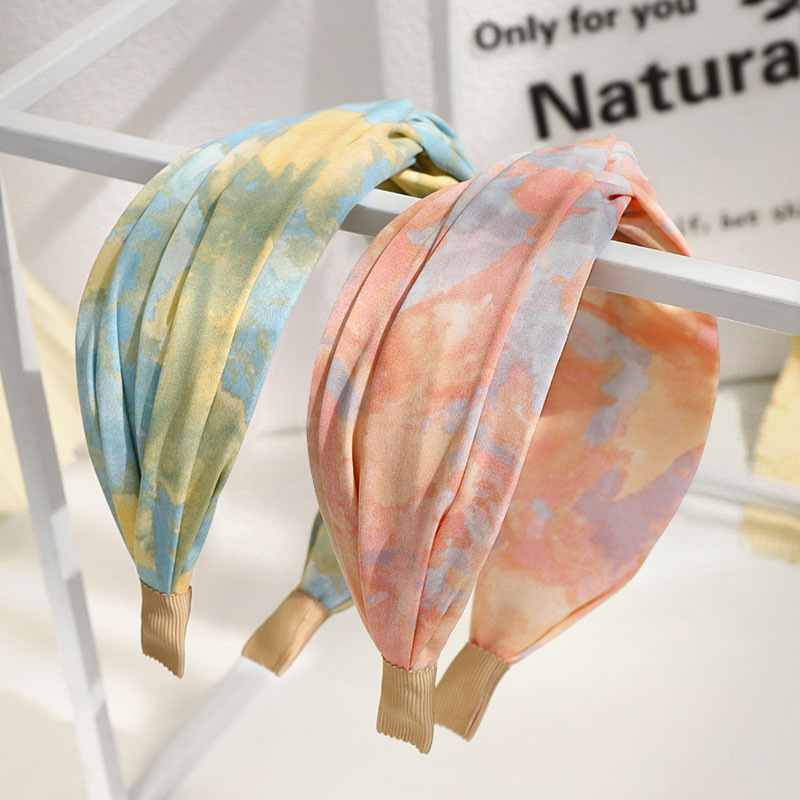 2021 Japanese and Korean New Knotted Hair Hoop Fashion Tie-Dye Cloth Headband Hairpin Female Online Influencer Face Washing Hair Tie F440 2021 Japanese and Korean New Knotted Hair Hoop Fashion Tie-Dye Cloth Headband Hairpin Female Online Influencer Face Washing Hair Tie F440