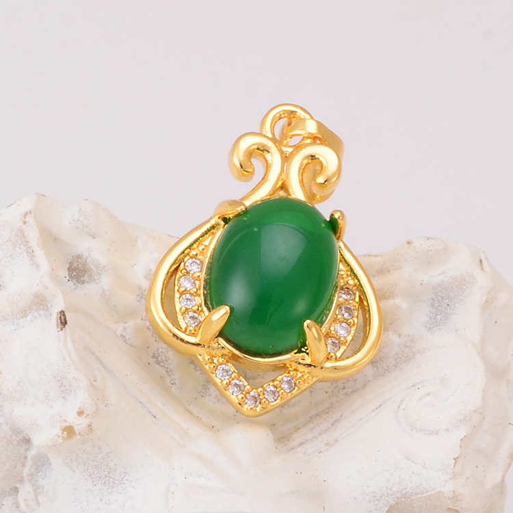 Simple Retro Palace Style Hollow Carved Necklace 925 Silver Egg-Shaped African Opal Temperament Pendant Direct Wholesale
