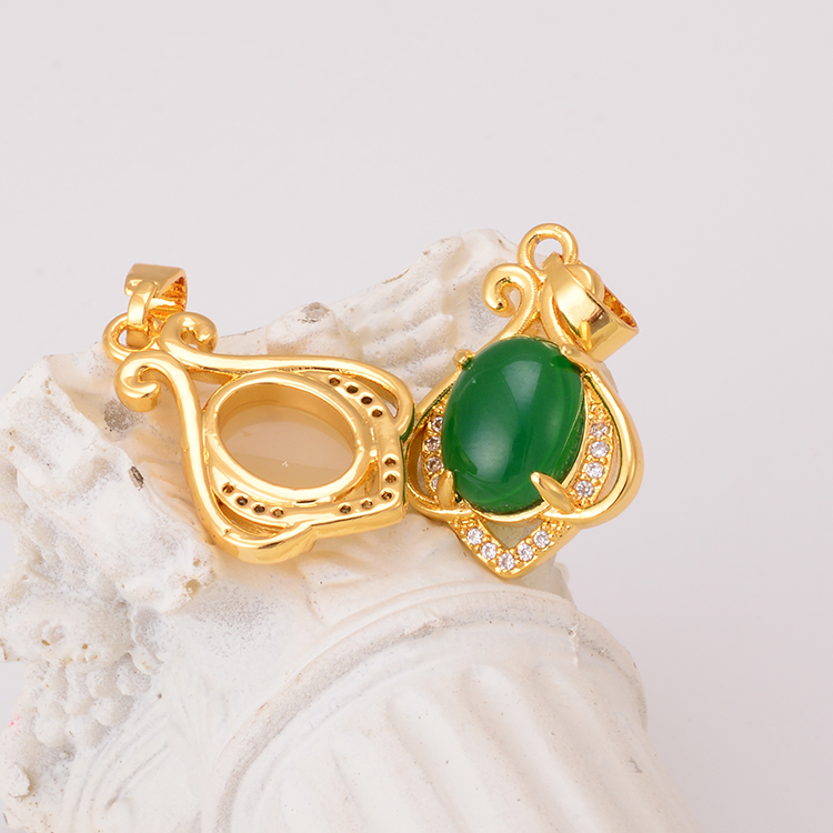 Simple Retro Palace Style Hollow Carved Necklace 925 Silver Egg-Shaped African Opal Temperament Pendant Direct Wholesale