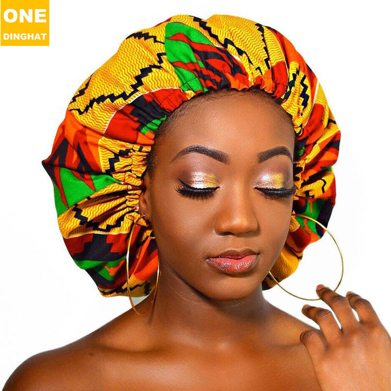Extra Large African Printed Double Layer Nightcap Satin Lining Elastic Wide Brim Tam-O'-Shanter Amazon Hot Sale Extra Large African Printed Double Layer Nightcap Satin Lining Elastic Wide Brim Tam-O'-Shanter Amazon Hot Sale