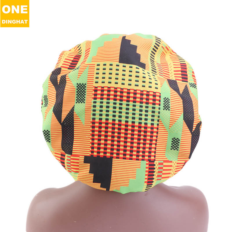 Extra Large African Printed Double Layer Nightcap Satin Lining Elastic Wide Brim Tam-O'-Shanter Amazon Hot Sale Extra Large African Printed Double Layer Nightcap Satin Lining Elastic Wide Brim Tam-O'-Shanter Amazon Hot Sale