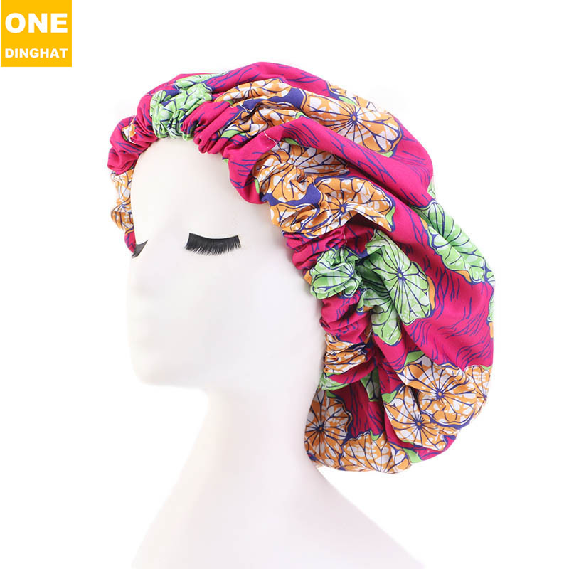 Extra Large African Printed Double Layer Nightcap Satin Lining Elastic Wide Brim Tam-O'-Shanter Amazon Hot Sale Extra Large African Printed Double Layer Nightcap Satin Lining Elastic Wide Brim Tam-O'-Shanter Amazon Hot Sale
