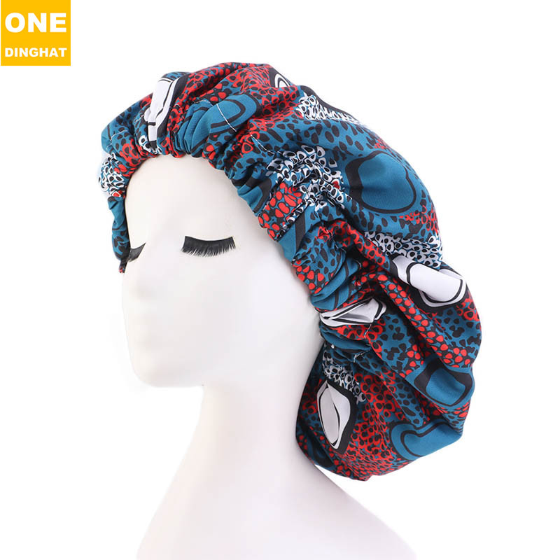 Extra Large African Printed Double Layer Nightcap Satin Lining Elastic Wide Brim Tam-O'-Shanter Amazon Hot Sale Extra Large African Printed Double Layer Nightcap Satin Lining Elastic Wide Brim Tam-O'-Shanter Amazon Hot Sale