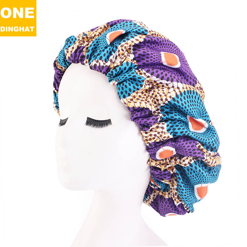 Extra Large African Printed Double Layer Nightcap Satin Lining Elastic Wide Brim Tam-O'-Shanter Amazon Hot Sale Extra Large African Printed Double Layer Nightcap Satin Lining Elastic Wide Brim Tam-O'-Shanter Amazon Hot Sale