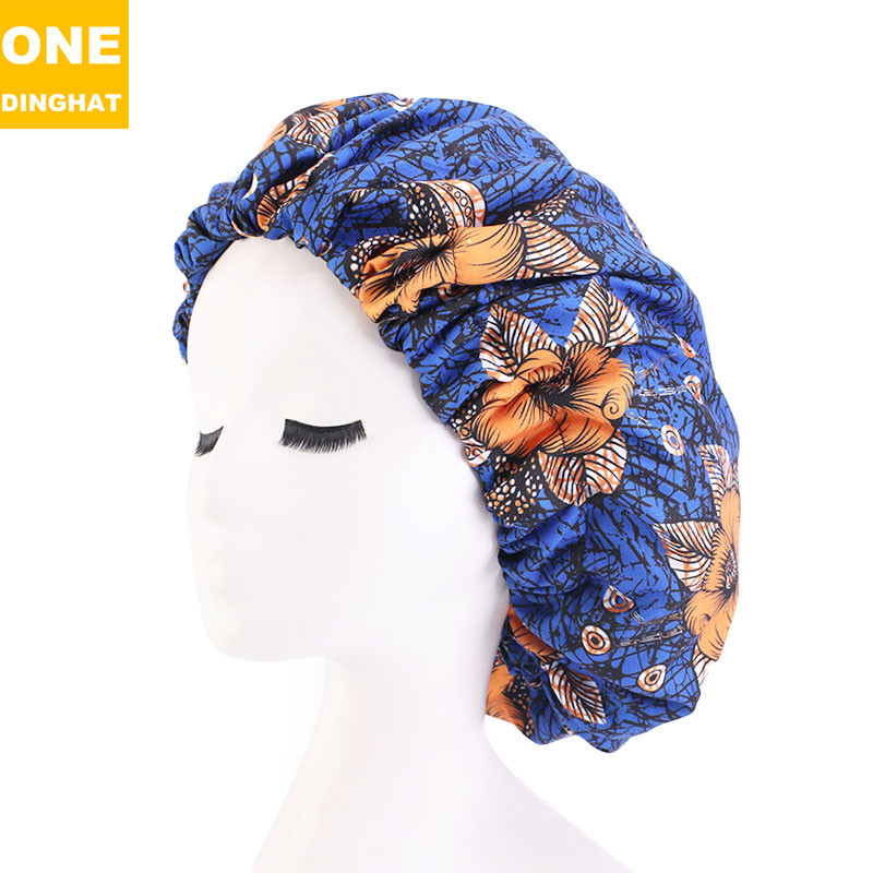 Extra Large African Printed Double Layer Nightcap Satin Lining Elastic Wide Brim Tam-O'-Shanter Amazon Hot Sale Extra Large African Printed Double Layer Nightcap Satin Lining Elastic Wide Brim Tam-O'-Shanter Amazon Hot Sale