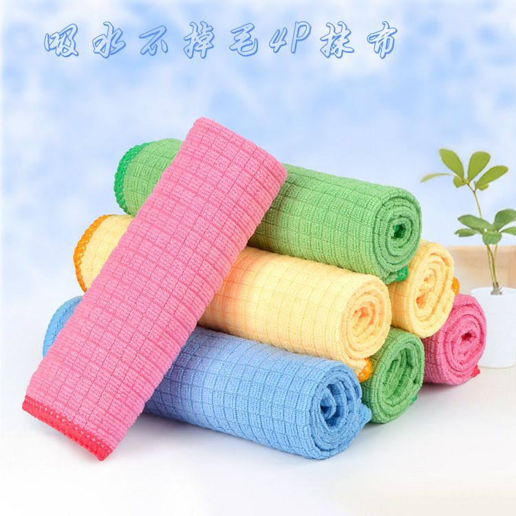 Microfiber Weft Knitted Plaid Rag Dish Towel Hand Towel Car Washing Cloth over Water Absorption Tea Towel