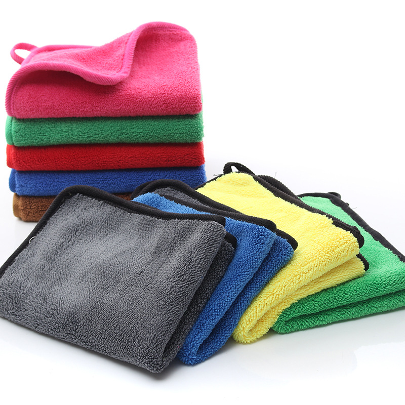 High Density Coral Fleece 30*40 Thick Absorbent Double-Sided Car Cleaning Cloth Hand Towel Kitchen Napkin Cleaning Towel for Car Washing