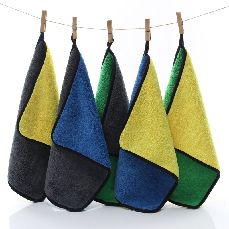 High Density Coral Fleece 30*40 Thick Absorbent Double-Sided Car Cleaning Cloth Hand Towel Kitchen Napkin Cleaning Towel for Car Washing