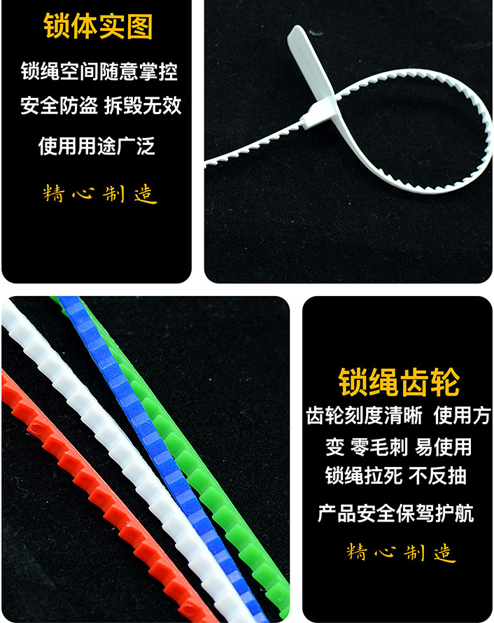 Sealing Strip Disposable Self-Locking Tie 250mm (Dark Blue) with Zipper Tie Number for Fire Extinguisher