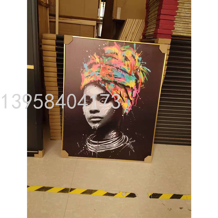 Modern Minimalist African Beauty Decorative Painting Living Room Sofa Background Mural Large Model Room Entrance Slightly Luxury Painting