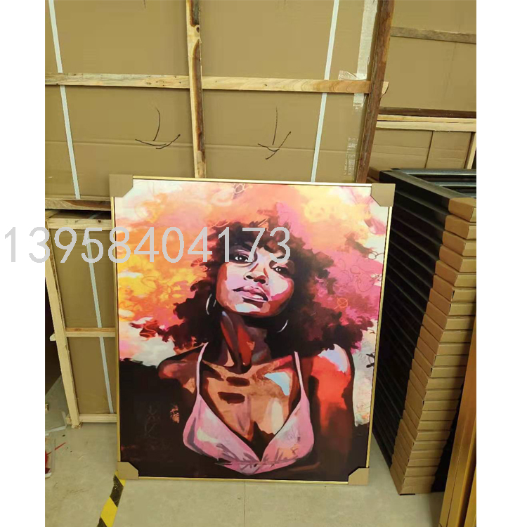 Modern Minimalist African Beauty Decorative Painting Living Room Sofa Background Mural Large Model Room Entrance Slightly Luxury Painting