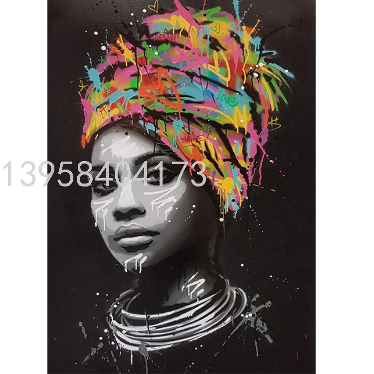 Modern Minimalist African Beauty Decorative Painting Living Room Sofa Background Mural Large Model Room Entrance Slightly Luxury Painting