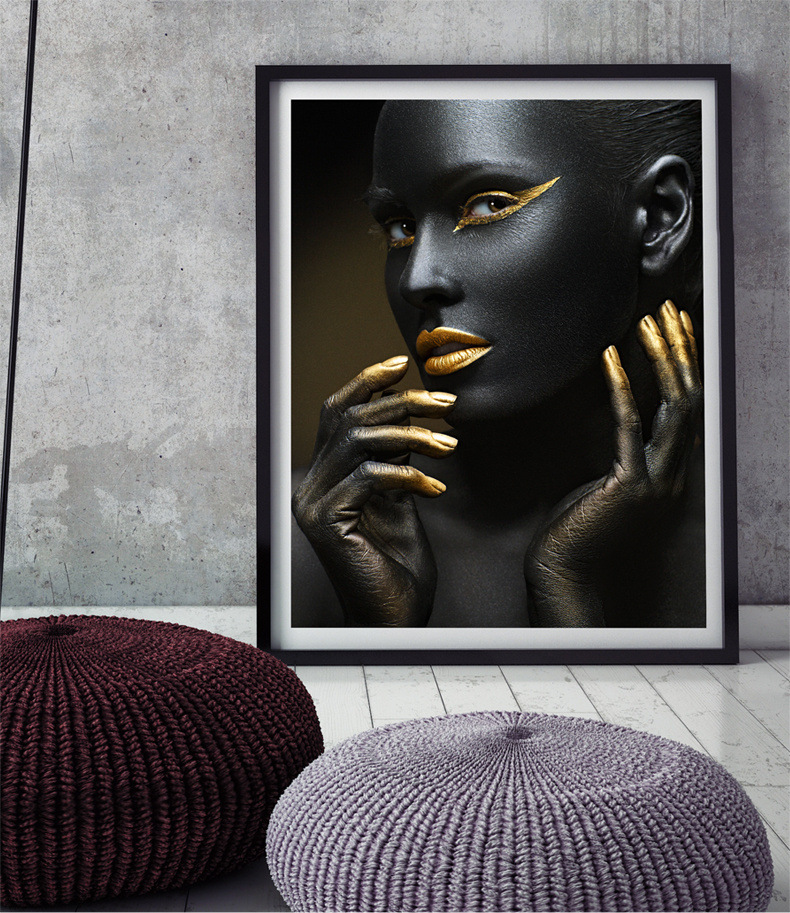 Modern Minimalist African Beauty Decorative Painting Living Room Sofa Background Mural Large Model Room Entrance Slightly Luxury Painting