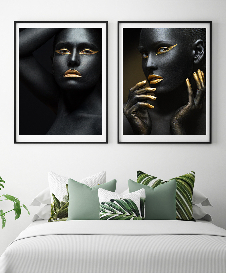 Modern Minimalist African Beauty Decorative Painting Living Room Sofa Background Mural Large Model Room Entrance Slightly Luxury Painting