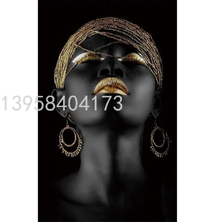 Modern Minimalist African Beauty Decorative Painting Living Room Sofa Background Mural Large Model Room Entrance Slightly Luxury Painting