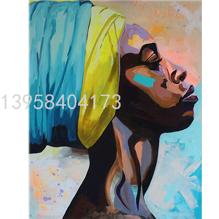 Modern Minimalist African Beauty Decorative Painting Living Room Sofa Background Mural Large Model Room Entrance Slightly Luxury Painting