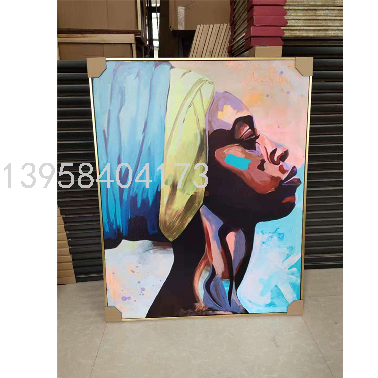 Modern Minimalist African Beauty Decorative Painting Living Room Sofa Background Mural Large Model Room Entrance Slightly Luxury Painting