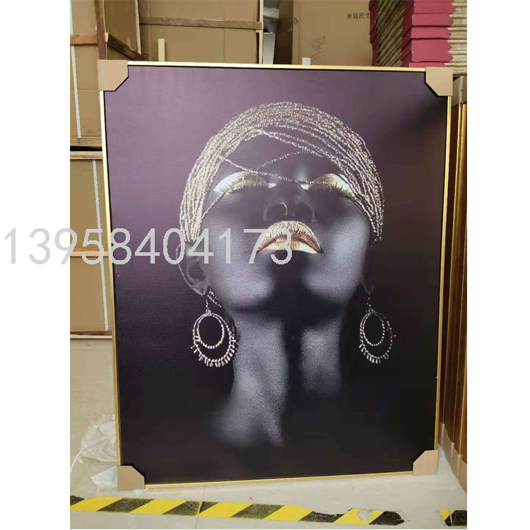 Modern Minimalist African Beauty Decorative Painting Living Room Sofa Background Mural Large Model Room Entrance Slightly Luxury Painting