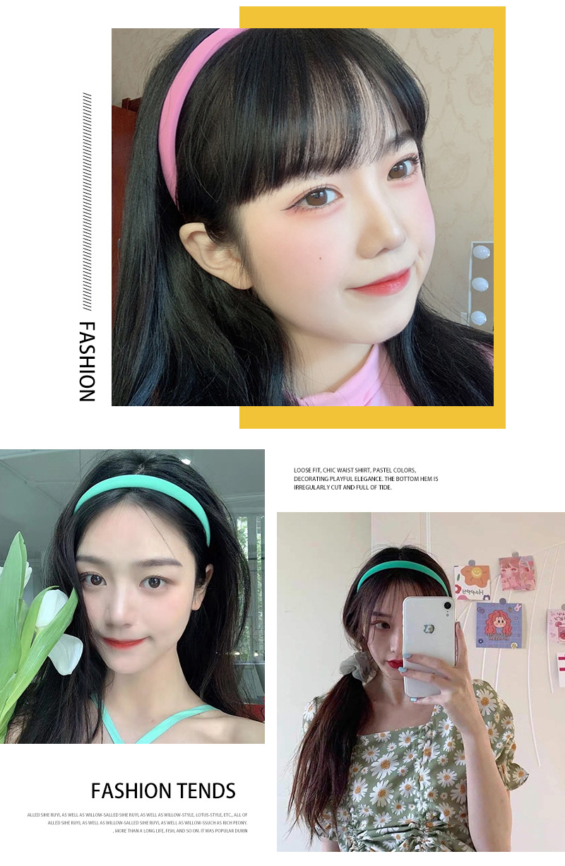 Korean Style Candy Color Wide Brim Hair Band Solid Color Thin Edges Cloth Headband Instagram Mesh Red Fairy Fresh Hairpin for Hair Washing Korean Style Candy Color Wide Brim Hair Band Solid Color Thin Edges Cloth Headband Instagram Mesh Red Fairy Fresh Hairpin for Hair Washing