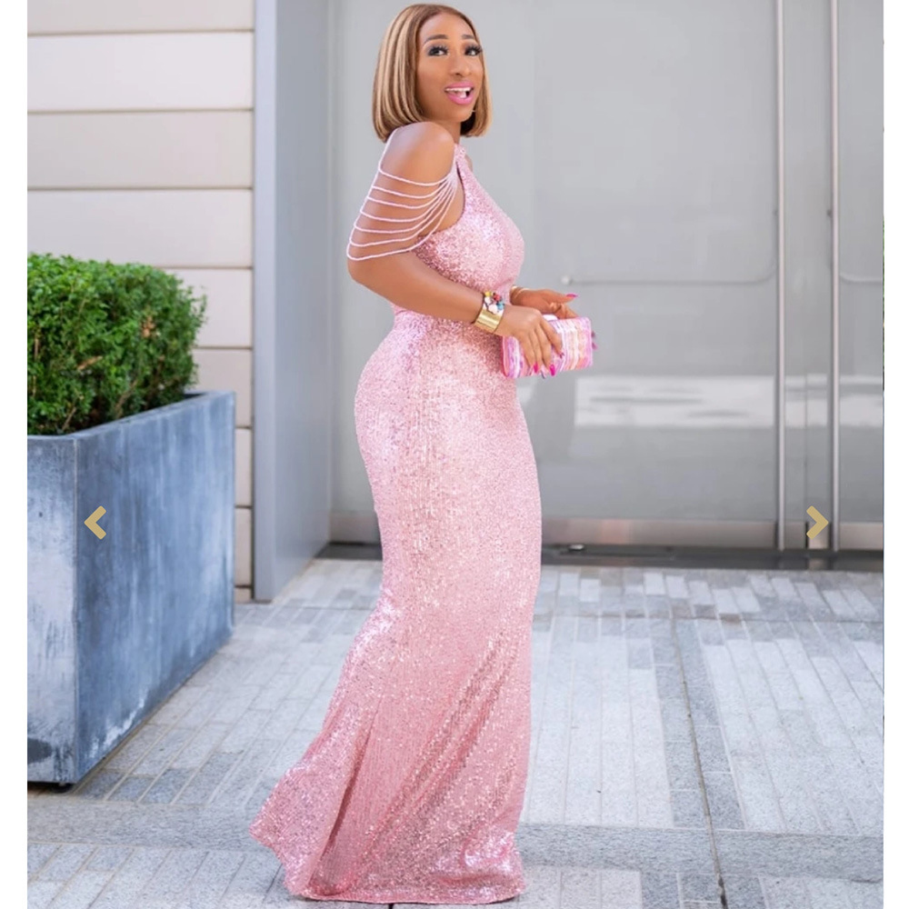 European And American African Women 'S Wear Quality Dress High Elasticity Sequin Fishtail Dress Source Factory In Stock
