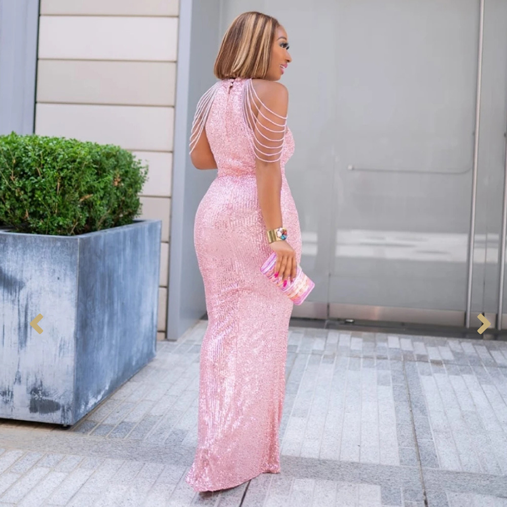 European And American African Women 'S Wear Quality Dress High Elasticity Sequin Fishtail Dress Source Factory In Stock