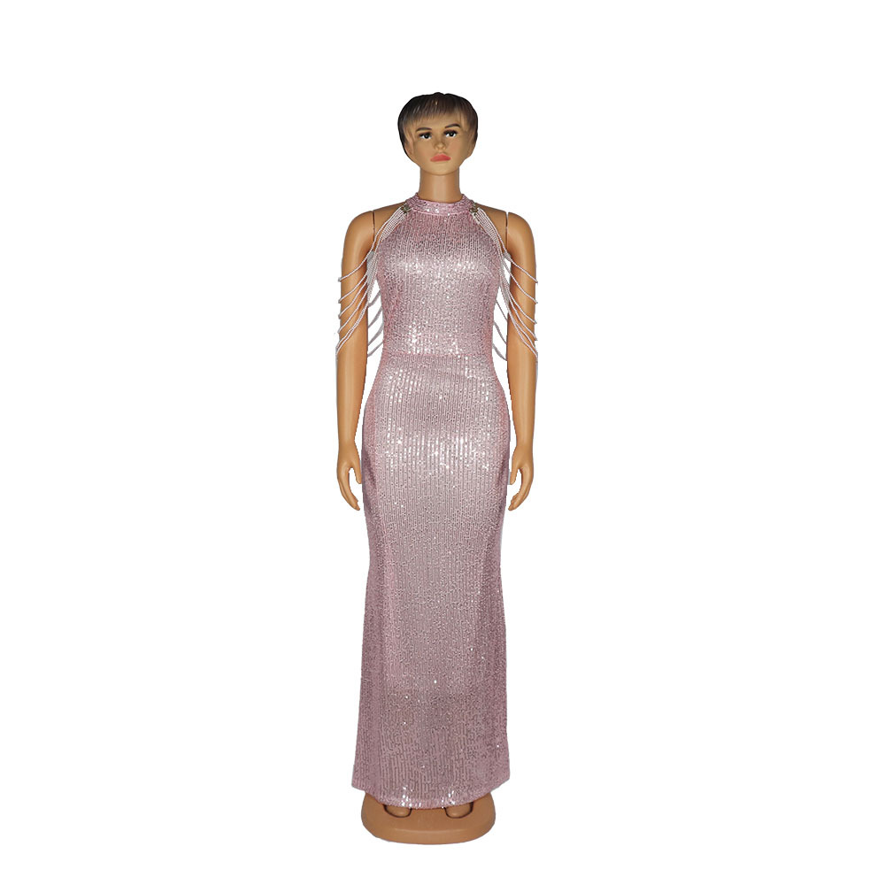 European And American African Women 'S Wear Quality Dress High Elasticity Sequin Fishtail Dress Source Factory In Stock