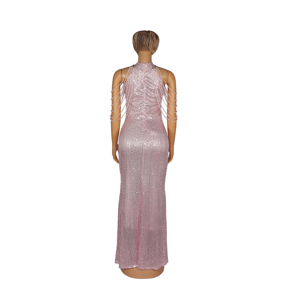 European And American African Women 'S Wear Quality Dress High Elasticity Sequin Fishtail Dress Source Factory In Stock