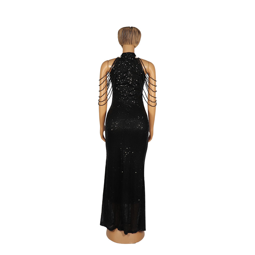 European And American African Women 'S Wear Quality Dress High Elasticity Sequin Fishtail Dress Source Factory In Stock