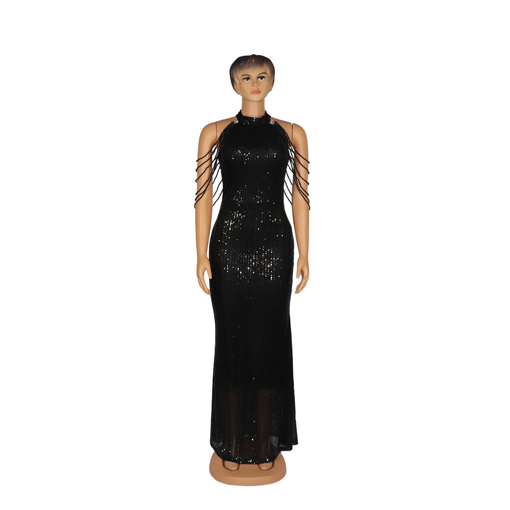 European And American African Women 'S Wear Quality Dress High Elasticity Sequin Fishtail Dress Source Factory In Stock