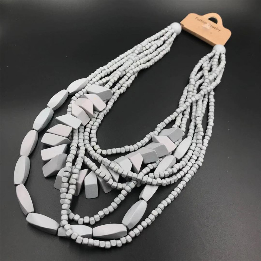 Amazon Hot Wooden Multi-Layer Beaded Long Necklace Women's Bohemian African Style Necklace Sweater Chain Amazon Hot Wooden Multi-Layer Beaded Long Necklace Women's Bohemian African Style Necklace Sweater Chain