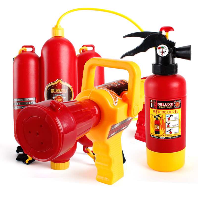 Backpack Water Gun Summer Children&#039;s Cartoon Pull-out Fire Extinguisher Water Gun Plastic Sand Stall Water Toy