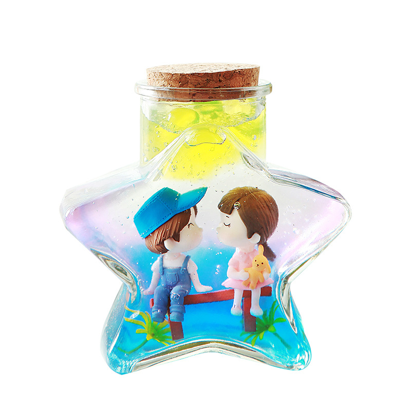Ocean Bottle DIY Handmade Material Wishing Bottle Creative Bubble Big Pearl Star Fire Extinguisher Bottles Wooden Plug Glass Star Bottle Drift Bottle