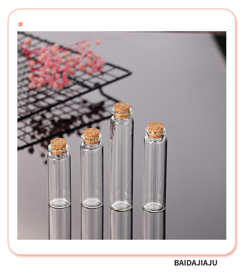 Factory Supply Wooden Plug Bottle Cap Wishing Bottle 22mm Tube Bottle Glass Transparent Candy Storage Bottle Lanugo Bottle Fire Extinguisher Bottles