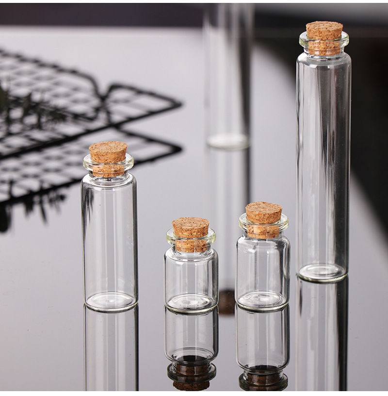 Factory Supply Wooden Plug Bottle Cap Wishing Bottle 22mm Tube Bottle Glass Transparent Candy Storage Bottle Lanugo Bottle Fire Extinguisher Bottles
