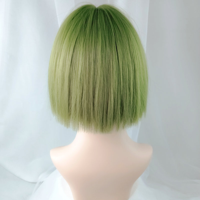 Cross-Border E-Commerce for Cosplay Anime Color Wig Female Short Hair Green Air Bangs Wig Sheath