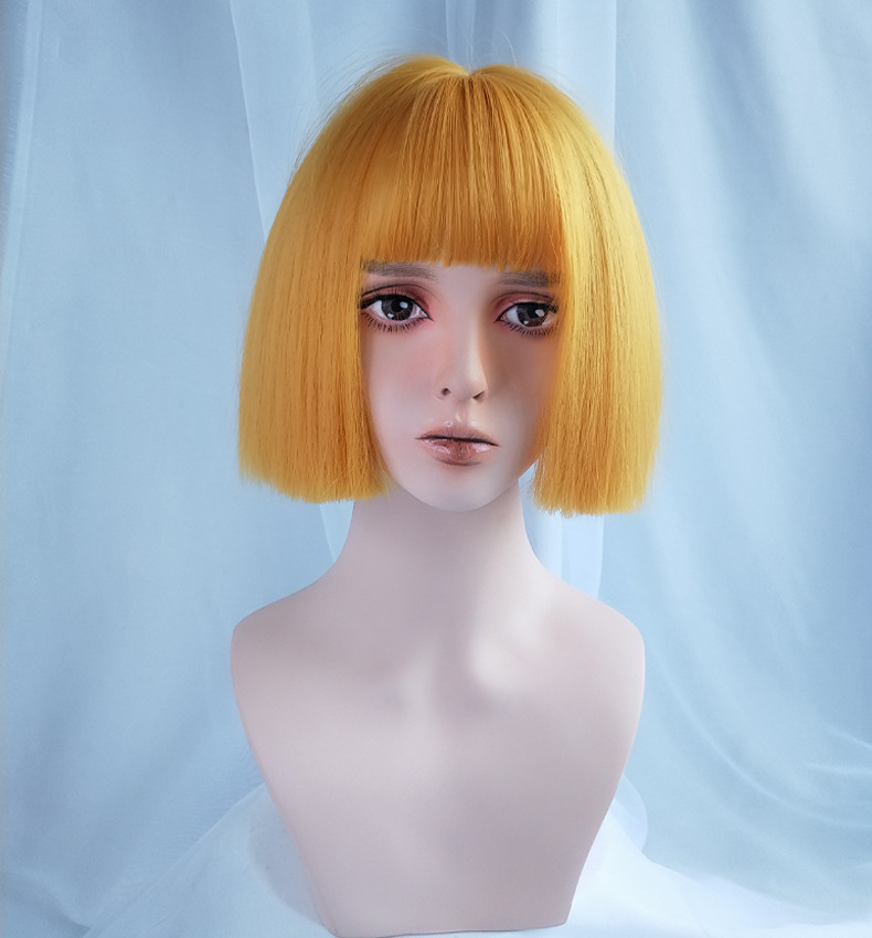 Cross-Border E-Commerce for Cosplay Anime Color Wig Female Short Hair Green Air Bangs Wig Sheath