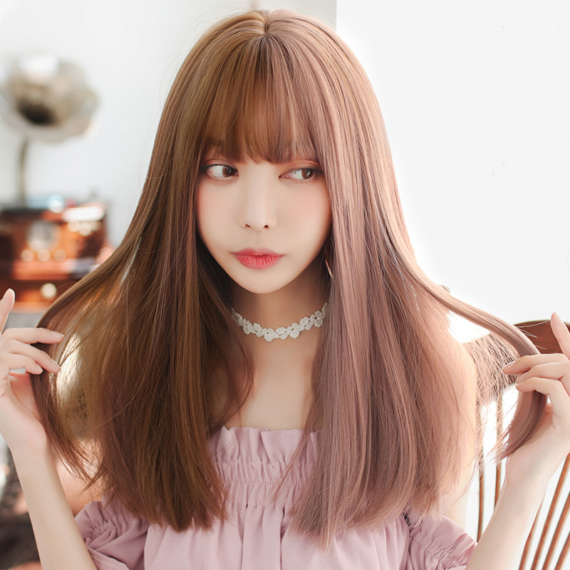 Factory Wholesale New &amp; Multi-Color Wig Female Straight Bangs Korean Fashion Hair Chemical Fiber Wig in Stock Wholesale