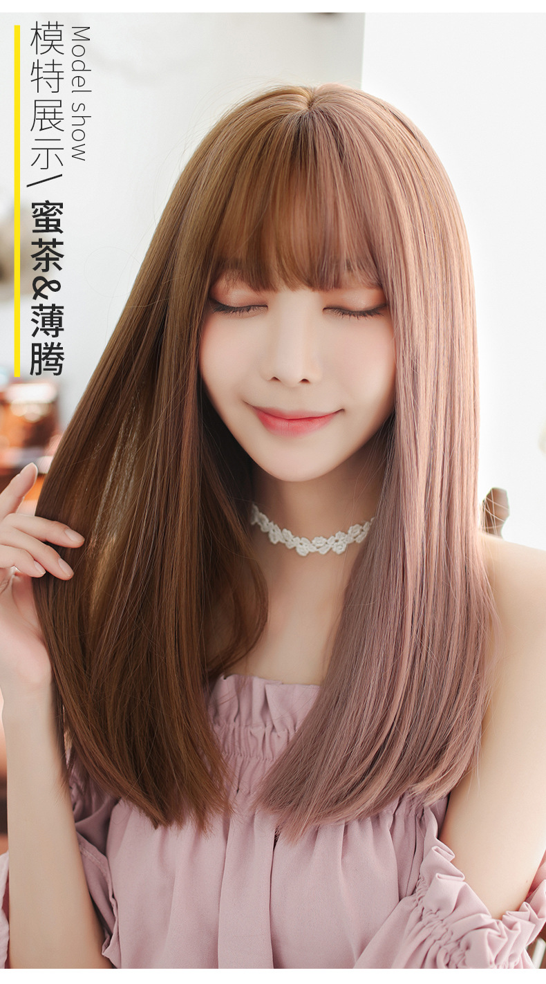 Factory Wholesale New & Multi-Color Wig Female Straight Bangs Korean Fashion Hair Chemical Fiber Wig in Stock Wholesale