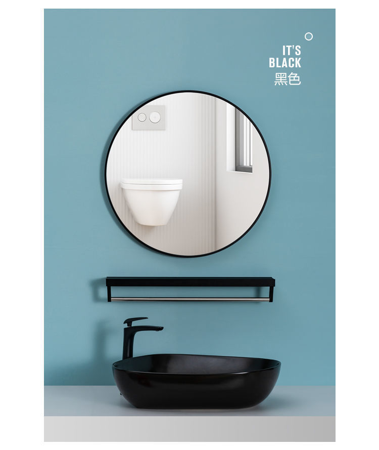 Nordic Bathroom Mirror Bathroom round Mirror with Shelf Punch-Free Wall Hanging Toilet Cosmetic Mirror Nordic Bathroom Mirror Bathroom round Mirror with Shelf Punch-Free Wall Hanging Toilet Cosmetic Mirror