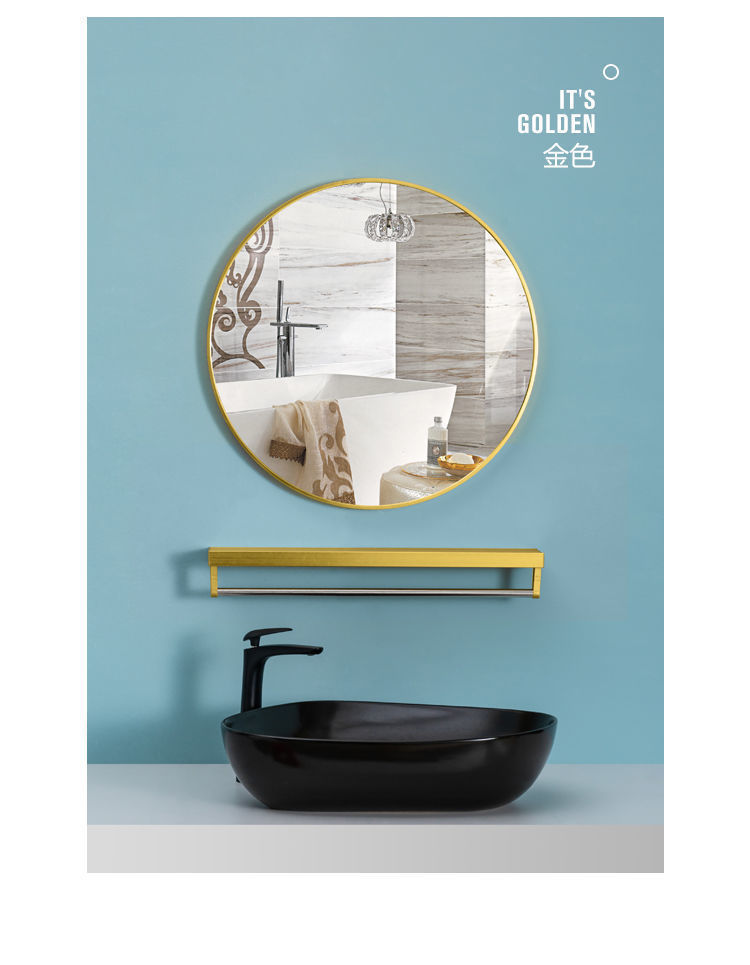 Nordic Bathroom Mirror Bathroom round Mirror with Shelf Punch-Free Wall Hanging Toilet Cosmetic Mirror Nordic Bathroom Mirror Bathroom round Mirror with Shelf Punch-Free Wall Hanging Toilet Cosmetic Mirror