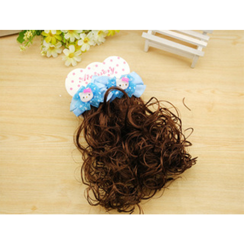 3417 Children&#039;s Pair Wig Barrettes Princess Girl Baby Bow Roll Hair Accessories Headwear